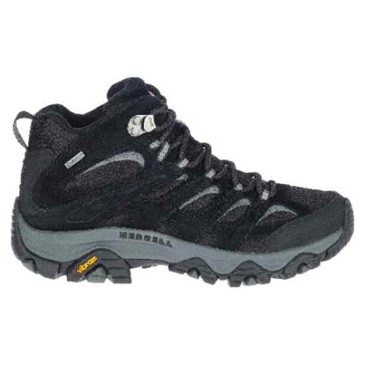 Top view of a black hiking shoe with laces