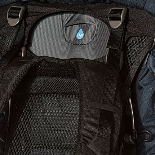 Close-up of a backpack with hydration compartment