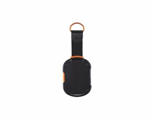 Black and orange solar power bank with strap