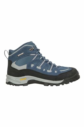 Blue hiking boot with rugged sole