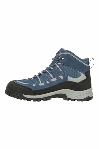 Blue hiking boot with rugged sole