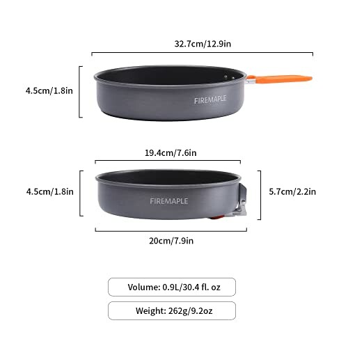 FireMaple camping fry pan with dimensions and weight