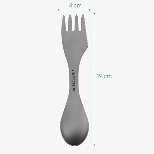 Navaris spork utensil with dimensions 4 cm by 19 cm.